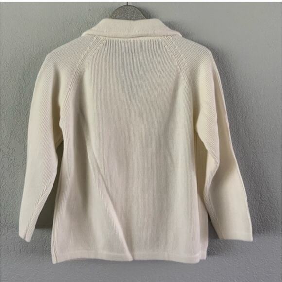 Ribbed sweater Blazer Jacket Womens XXL Cream Double Breasted Gold Buttons NWOT - Picture 9 of 9